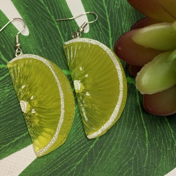 Lemon Earring, Fruit Jewelry, Citrus Earring, Gift Idea, Funny Food Earrings - Picture 5 of 9